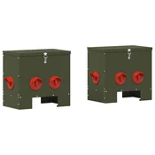 Vidaxl Hranilnik za piščance 2 pcs Oljčno zelena 60,5 x 29 x 51 cm