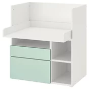 SMASTAD Radni sto, bela svetlozelena/s 2 fioke, 90x79x100 cm