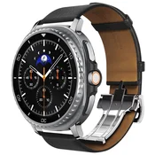 Premium usnjen pas Spigen Enzo za Samsung Galaxy Watch8 40mm/Watch8 44mm/Watch8 Classic 46mm - črn