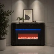 vidaXL Kamin z LED-trakom Črni hrast 95 x 42,5 x 60 cm Inženirski les