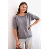 Kesi Włoski Womens short-sleeve viscose sweater gray