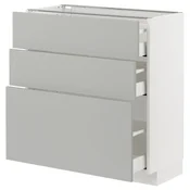 METOD / MAXIMERA Podni element s 3 fioke, bela/Havstorp svetlosiva, 80x37 cm