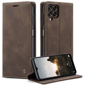 CaseMe Ovitek za Samsung Galaxy M33 5G, usnjena denarnica, rjava