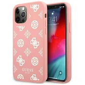 Ovitek Guess Peony za iPhone 12 Pro Max 6.7 roza, silikonski