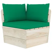 Vrtna kutna sofa od paleta s jastucima impregnirana smrekovina