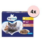 PreVital Cat vrečke piščanec/teletina/losos v omaki 48 x 100 g