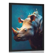 Plakat modro zlati nosorog - 40x60 white