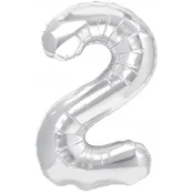 PartyPal Folija balon številka 2 TWO srebrn 100 cm, 1 kos.