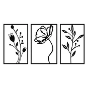 Wallity Zidna dekoracija Flowers, 70x39cm, Crna