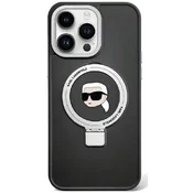 Karl Lagerfeld Karl Lagerfeld Obročno stojalo Karl Head MagSafe - ohišje za iPhone 15 Pro (črno)
