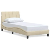 vidaXL vidaXL posteljni okvir brez vzmetnice Cream 90x200 cm Tkanina, (22054120)