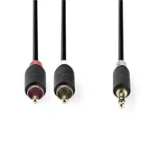 NEDIS GOLD AUX Kabel | 3.5 mm m – 2x RCA m | 5.0 m | Pozlaceni konektori | Crni