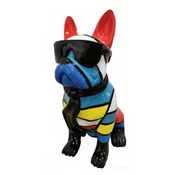 Casa Padrino luxury decorative sculpture dog bulldog multicolored/black H. 80 cm - Large decorative figure - XXL decorative sculpture - XXL decorative figure - Luxury XXL figures