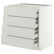 METOD / MAXIMERA Pod.elem.4fronta/2donj/3sred.fioke, bela/Aspudden svetlosiva, 80x60 cm