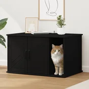 vidaXL Mačja hiša Črna 85 x 55 x 50 cm Konstruiran les