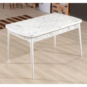 Hanah Home Trpezarijski sto na razvlacenje Carrara, 132-170 cm, Beli
