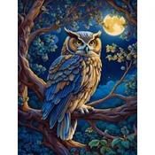 Norimpex - Puzzle Diamantova slika: Sova v soju polne lune 30x40cm - 1 - 39 kosov