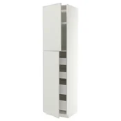 METOD / MAXIMERA Visoki element s 2 vrata/4 ladice, bijela/Aspudden svijetlo siva, 60x60x240 cm