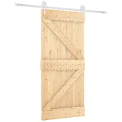Vidaxl Drsna vrata Naravna in bela 95 x 210 cm Masiven borov les