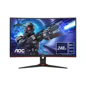 AOC Monitor LED C27G2ZE Gaming Curved 240Hz 27“, 16:9, 1920x1080, VA, 240Hz, 300 cd/m2, 3000:1, 0 5 ms, 178/178°, 2xHDMI, DP, Tilt, 3-sided frameless Black-Red, 3y