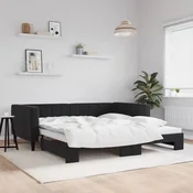 Dnevni krevet na razvlacenje crni 100 x 200 cm baršunasti