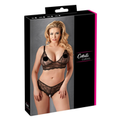 Cottelli Plus Size - fino cipkasti grudnjak set (crni) - XXL