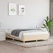 shumee vidaXL Posteljni okvir brez vzmetnice, kremne barve, 140x190 cm, oblazinjen s tkanino