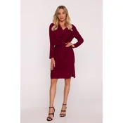 Stylove Womans Midi dress with a boat neckline - maroon
