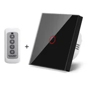 SmartHome RF touch prekidac, 1 taster, 433 MHz, Sa daljinskim, Crni