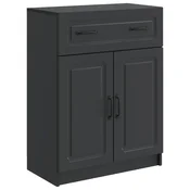 Vidaxl Strani šal s predalom Črna 66 x 34,5 x 87 cm Inženirski les