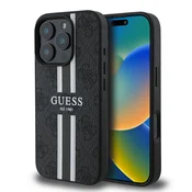 Ovitek Guess Hardcase 4G Printed Stripes MagSafe za iPhone 16 Pro - black