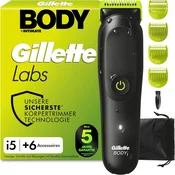 slomart Gillette Labs i5 Body + Intimate Trimmer - Brivnik za telo in intimne predele (črn/zelen)
