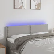 Vidaxl vidaXL Vzglavje postelje z LED svetlo sivo 144x5x78/88 cm blago