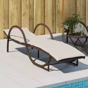 Ležaljka za suncanje s jastukom smeda 60x199x42 cm poliratan