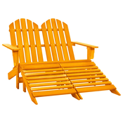 Vrtni dvosjed Adirondack od jelovine s otomanom narancasti