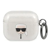 Karl Lagerfeld KLA3UKHGS ovitek za AirPods 3 srebrn/srebrn bleščeči Karl`s Head