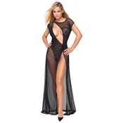 Cottelli Diagonal Slit Long Net Dress 2719479 Black M