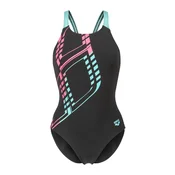 ARENA Enodelne kopalke GRAPHIC SWIM PRO BACK turkizna/svetlo roza/črna