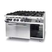 Plinski Štedilnik s 6 Gorilniki in Konvekcijsko El. Pečico GN 1/1, 230V/3000W, 1200x722x900mm