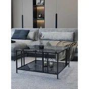Hanah Home Bakü klub sto 75 × 45 × 75 cm, crna / dimljeno staklo