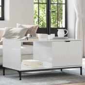 vidaXL Klubska miza Bela z visokim sijajem 90 x 49 x 46 cm
