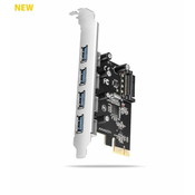 AXAGON PCEU-430RS, krmilnik PCIe, 4x vrata USB 5Gb/s, napajanje SATA, Renesas PD720201, SP
