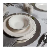 53-delni komplet jedilnega posodja, bel/srebrn, porcelan