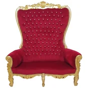 Casa Padrino baroque high back 2 seater sofa bordeaux red/gold - Magnificent baroque style sofa with rhinestones - Baroque style living room furniture - Baroque furniture