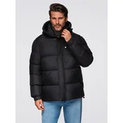Ombre Mens puffer jacket with check lining - navy blue
