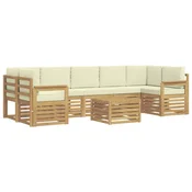 Set vanjskih sofa s jastukom 8 pcs Bijela i krem Poliester