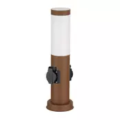 Brilagi - Spoljašnja lampa SCHUKO NOVA sa 2 uticnice, 1xE27/15W/230V, 40 cm, IP44, braon