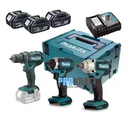 MAKITA Akumulatorski set DLX2127TJ126AKC (DHP484, DGA504, DTW190)