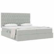 Krevet s od storage Svijetlo siva 200 x 200 cm Baršun Svjetlosiva