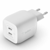 Belkin stenski polnilnik, 2 x USB-C, PD, 45 W, bel